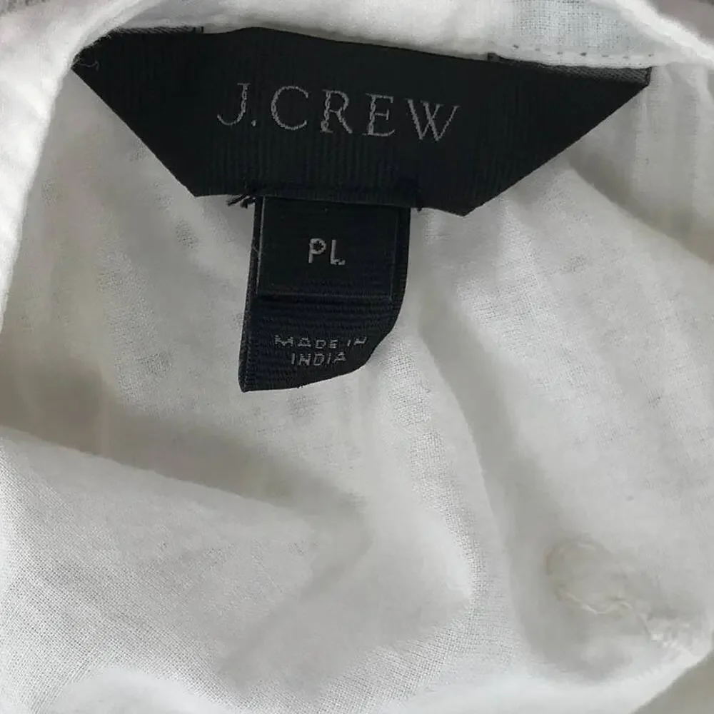 J. Crew White Embroidered Peasant Floral Popover Blouse